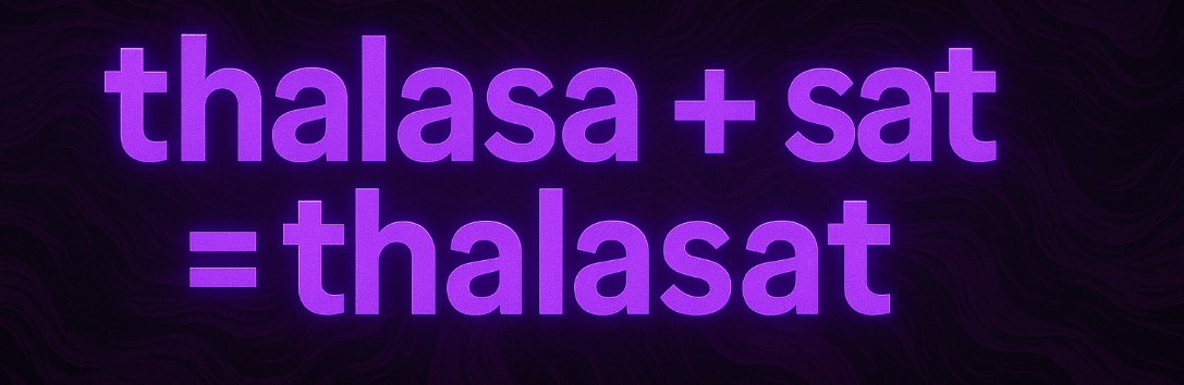 Thalasat logo over water